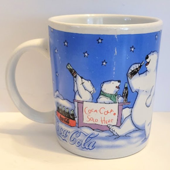 VTG 1998 GIBSON COCA-COLA POLAR BEAR & CUBS COLLECTIBLE COFFEE MUG - Picture 2 of 5